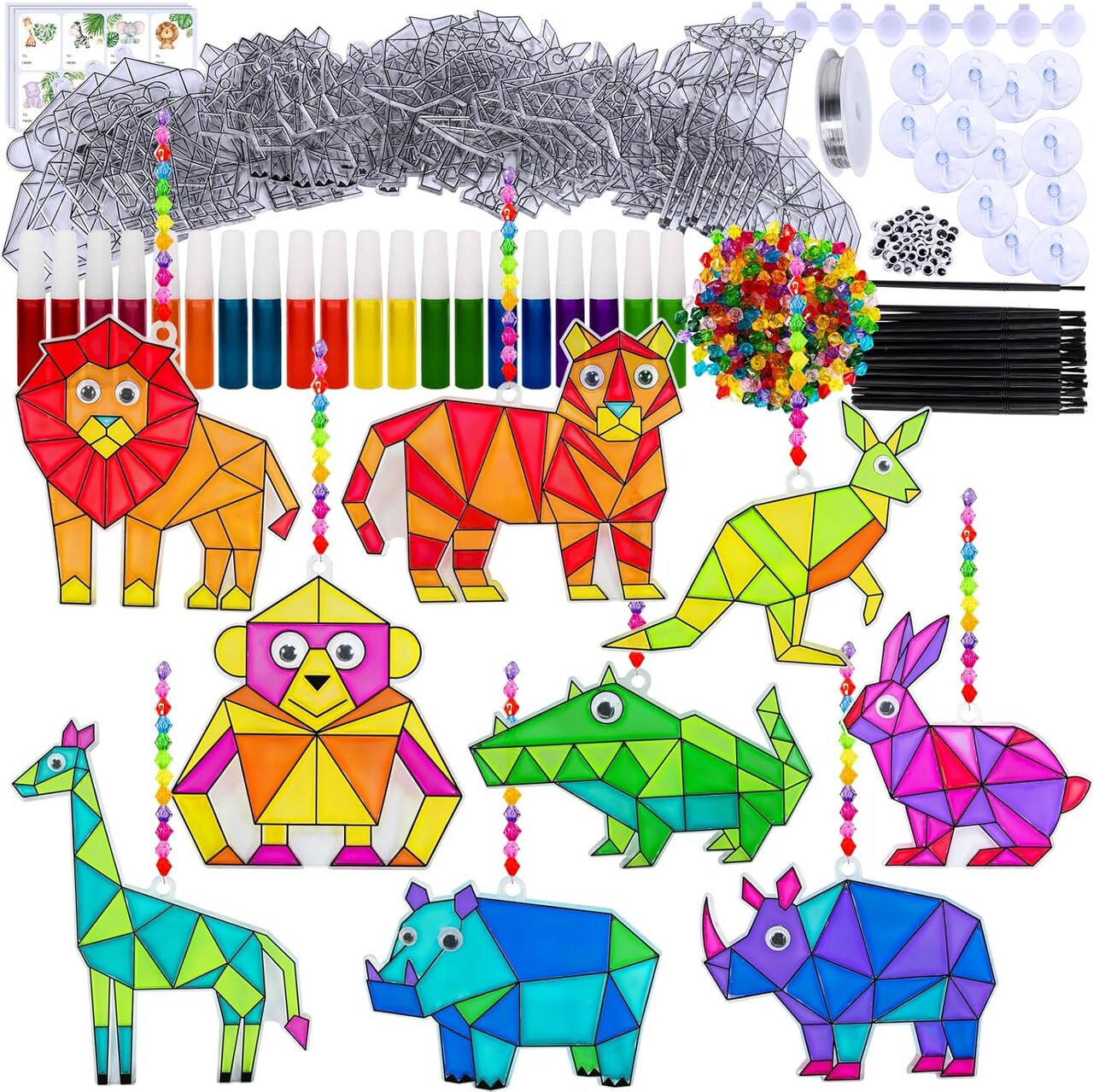 24 Sets Jungle Animal Suncatcher Decorations DIY (orange) 3 x 2 x 5 inches